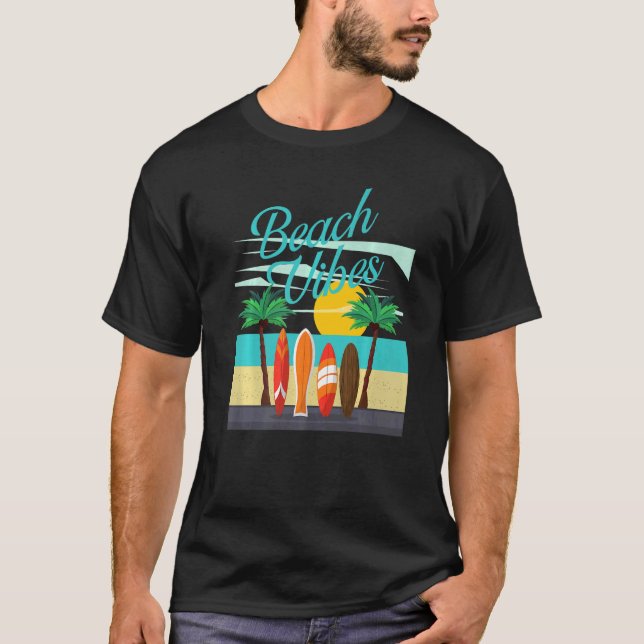 T-shirt Plage Vibes Surf Été Plage Vacances (Devant)
