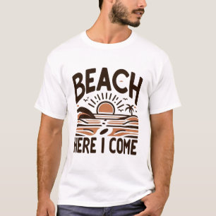 T-shirt Plage Voici venir le coucher de soleil rétro côtie