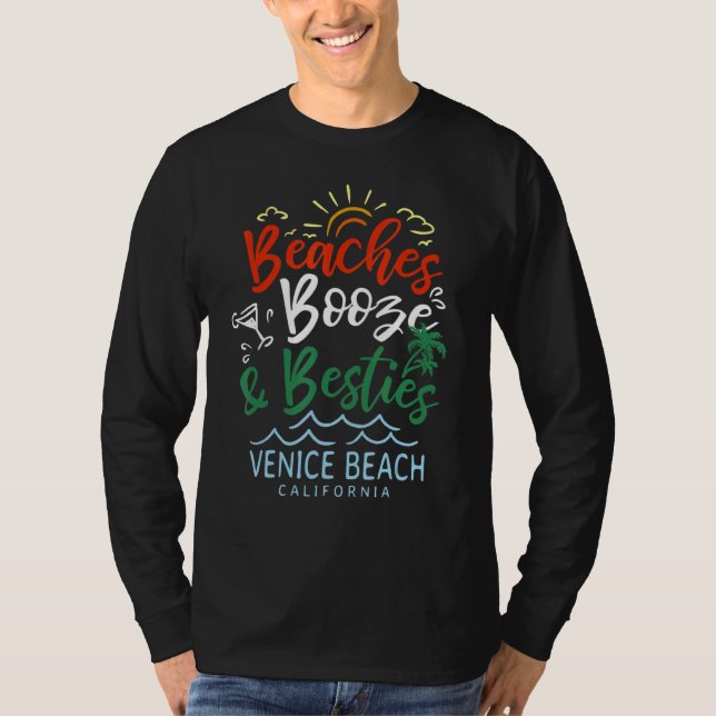 T-shirt Plages Booze Et Besties Plage Venice Summer Cali (Devant)
