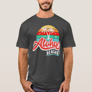 T-shirt Plages d'Aloha Funny Plage tropicale Rétro Palm Tr