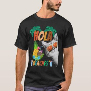 T-shirt Plages Hola Chat portant des lunettes pour homme e
