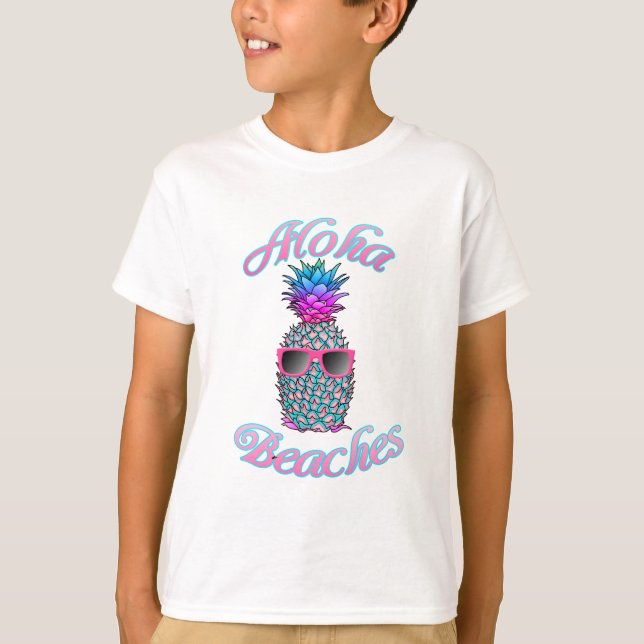 T-shirt Plages tropicales d'Aloha à l'ananas hawaïen (Devant)