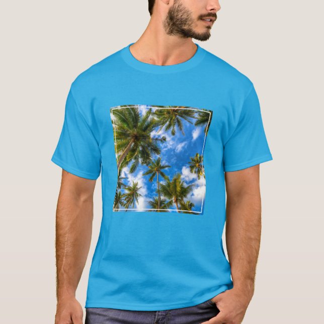 T-shirt Plages tropicales | Palmiers sur le ciel bleu (Devant)