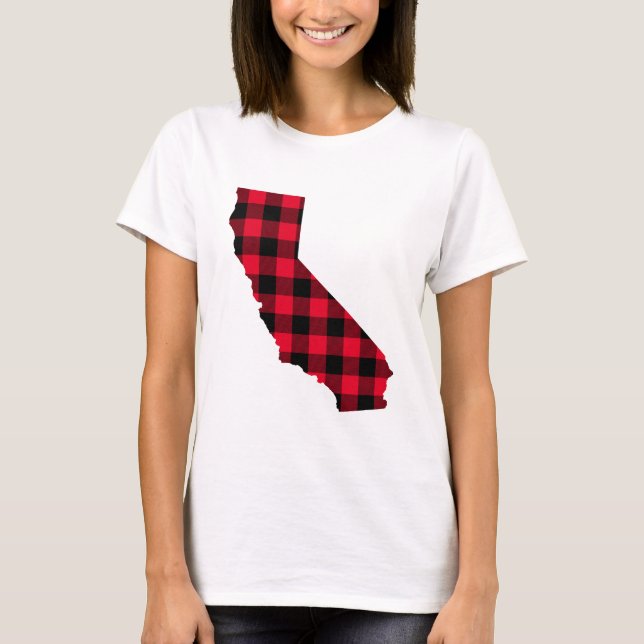 T-shirt Plaid en Californie pour le buffle rouge et noir (Devant)
