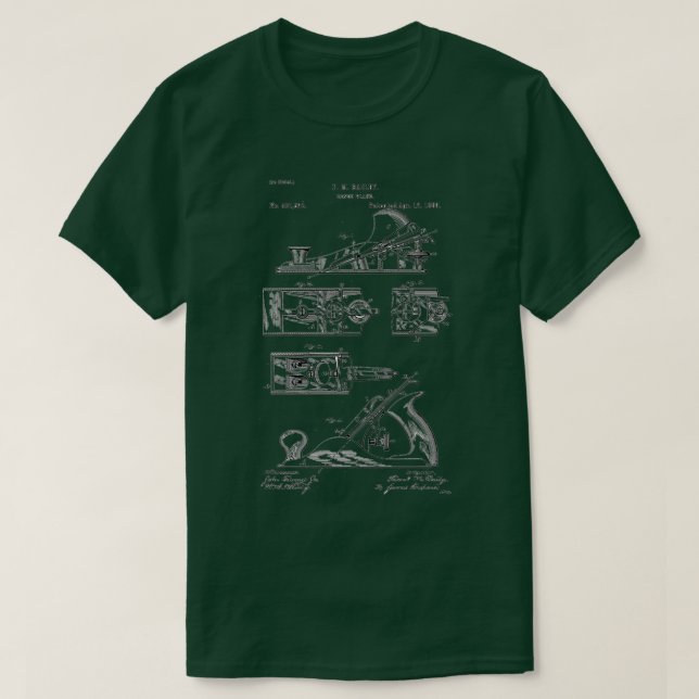 T-shirt Plan à main Dessin de brevet 16 août 1889 (Design devant)
