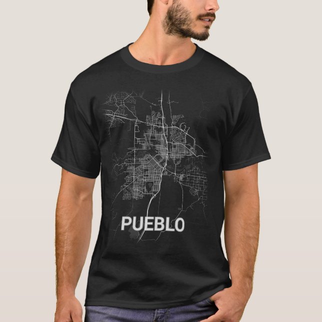 T-shirt Plan de la ville de Pueblo (GRANDE IMPRESSION) (Devant)