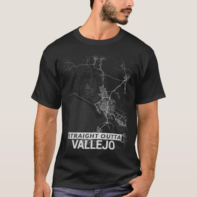 T-shirt Plan de la ville de Straight Outta Vallejo (GRANDE (Devant)