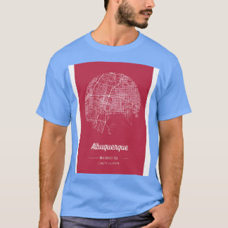 T-shirt Plan de la ville en rouge Albuquerque Nouveau Mexi