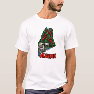 T-shirt Plan de l'État du Maine Inspiré par le tatouage
