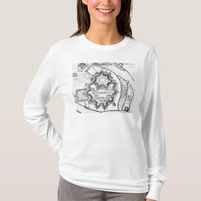 T-shirt Plan de Mannheim, Allemagne 1690 (Devant)