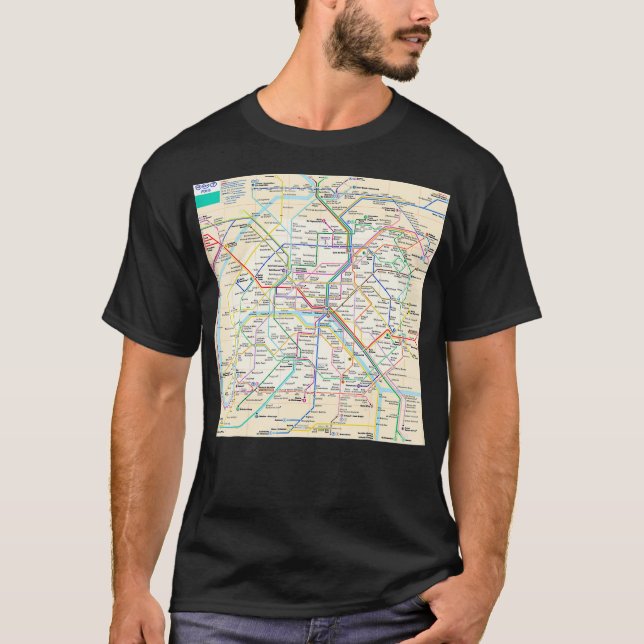 T-shirt Plan du métro de Paris France (Devant)