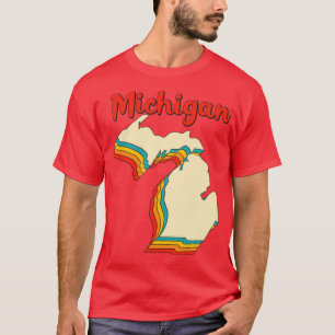T-shirt Plan du Michigan Plan Vintage Retro Mi Lake Home S