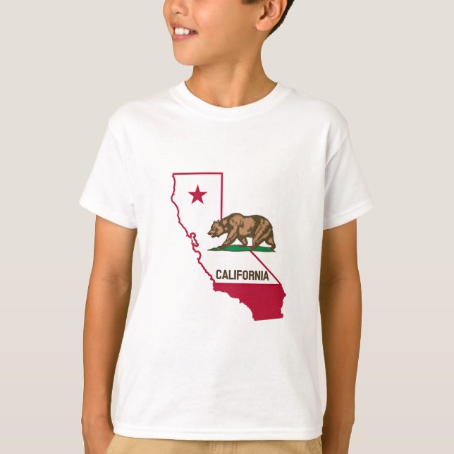 T-shirt Plan et drapeau de la Californie (Devant)