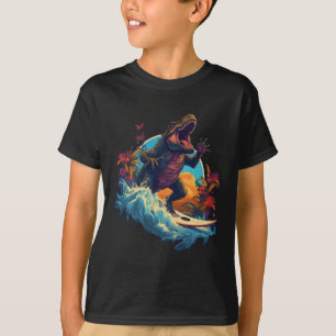 T-shirt Planche de surf dinosaure plage surf surfeur dinos