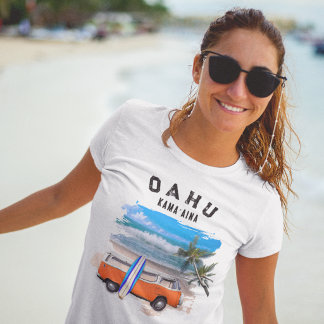 T-shirt Planche de surf Oahu Kamaaina Orange Vintage Van C