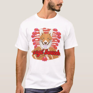 T-shirt Planche de surf Rétro Corgi Beach orchidées coloré