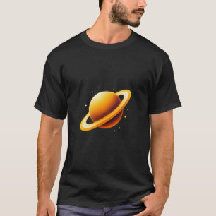 T-shirt Planète annelée dorée lumineuse avec des étoiles