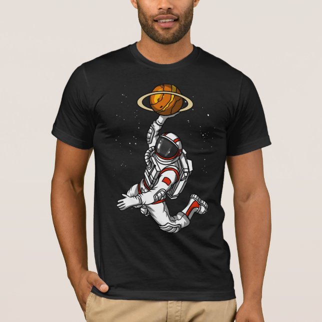 T-shirt Planète de l'espace d'astronaute de basket-ball (Devant)