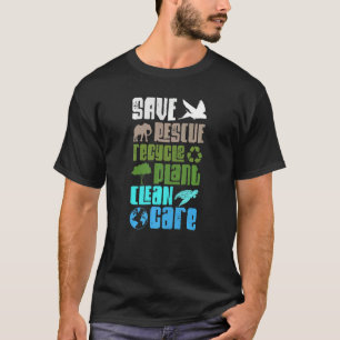 T-shirt Planète Enregistrer Secourir Animaux Recycler Plan