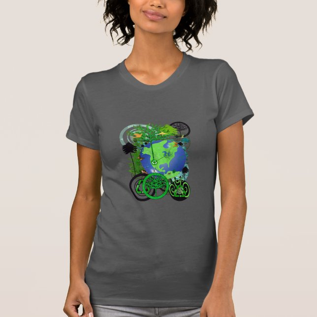 T-shirt Planète Recycle Trees Continents Terre (Devant)