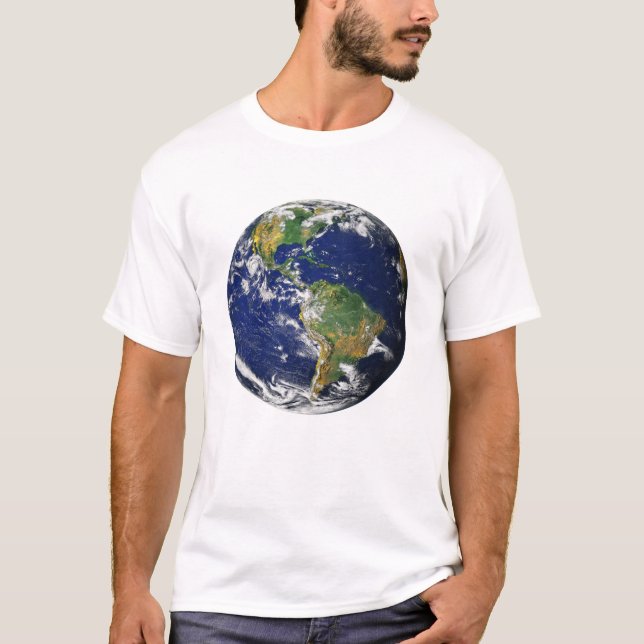 T-shirt Planète Terre - Le marbre bleu (Les Amériques) T-S (Devant)