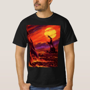 T-shirt Planète volcanique de science-fiction vintage avec