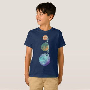 T-shirt Planètes de création avec cascades d'eau tombant