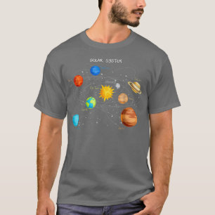 T-shirt Planètes de système solaire T Chemise Sun Space et