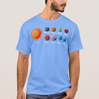 T-shirt Planètes du système solaire avec des noms