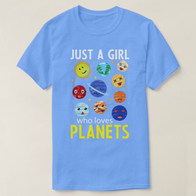 T-shirt Planètes Mignonnes Filles Espace Système Solaire A (Design devant)