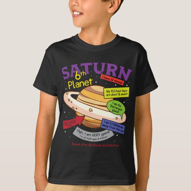 T-shirt Planètes parfaites, Enseignants - Saturne, pour Sy (Devant)