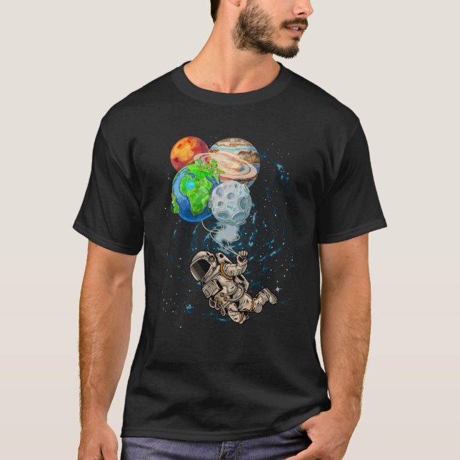 T-shirt Planètes spatiales Ballons Anniversaire Astronaute (Devant)