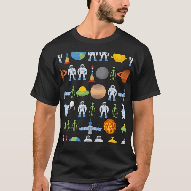 T-shirt Planetsrocketspace Navette Aliens (Devant)