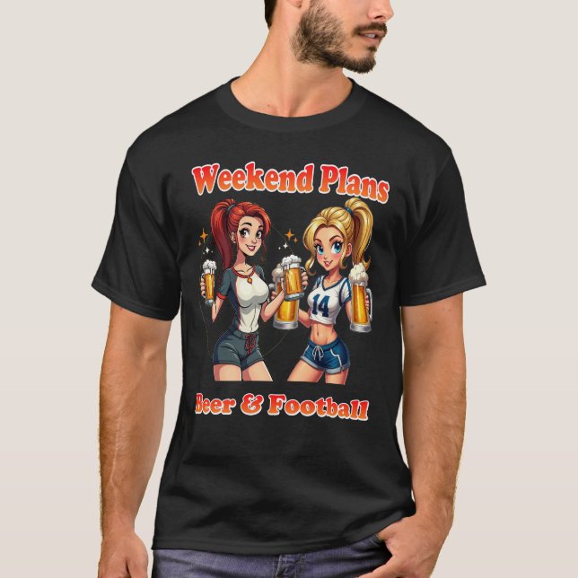 T-shirt Plans Week-end Bière & Football Beer Girls Teer (Devant)