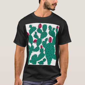 T-shirt Plante Cactus, motif vintage vert sans couture.