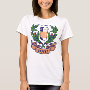 T-shirt Plante de café rétro et coupe