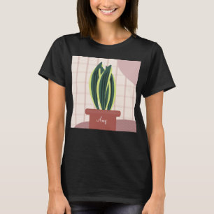 T-shirt Plante de serpent en pot mignonne avec nom personn