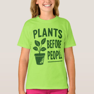 T-shirt Plantes drôles avant les gens Art de tampon à encr