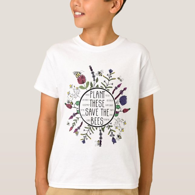T-shirt Plantes Qui Sauvent Les Abeilles Fleurs Botaniques (Devant)