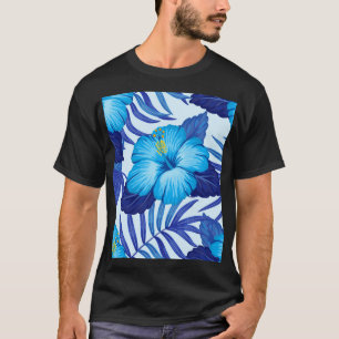 T-shirt Plantes tropicaux hawaïens, motif hibiscus.