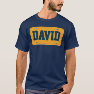 T-shirt Plaque de licence orange et bleue personnalisée