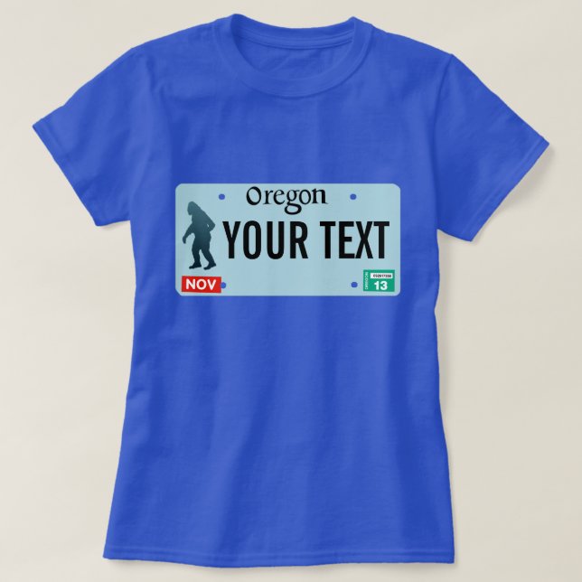 T-shirt Plaque de licence Oregon Sasquatch (Design devant)