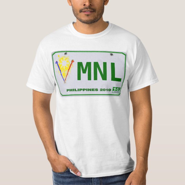 T-shirt Plaque minéralogique philippine de Manille (MNL) (Devant)