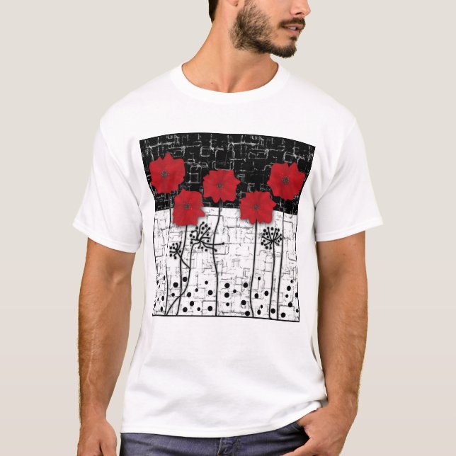 T-shirt Plaques de papier de pavot rouge (Devant)