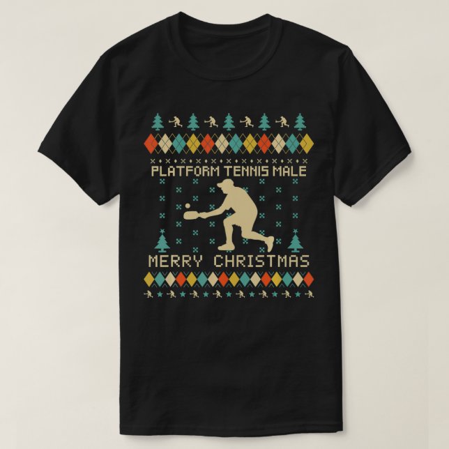 T-shirt PLATFORM TENNIS MALE Funny Ugly Christmas Sweater  (Design devant)