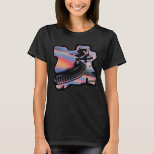 T-shirt Platine Tourne-Disques de Style Glitch Moderne – D