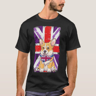T-shirt Platinum Jubilee 2022 Corgi Puppy & Union Jack Pou