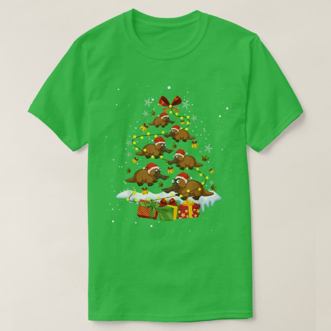 T-shirt Platypus Christmas Tree Beaver Cute Funny  (Design devant)