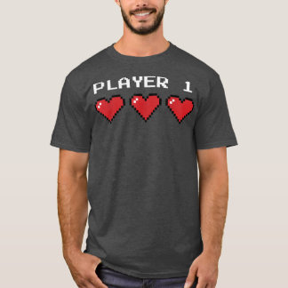 T-shirt Player 1   Video Game Couples   Piel Heart 