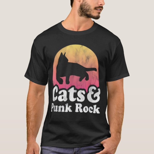 T-shirt Playera | Cats and Punk Rock (Devant)